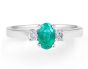 Emerald Diamond Engagement Ring in 18 Karat White Gold -Gemstone rings