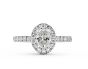 0.70CT GIA Certified Oval Cut Halo Diamond Engagement Ring Pave Setting side stones In 18K White Gold 