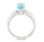 Aquamarine Oval Cut 3 Row Pave Setting Diamond Ring In18K White Gold