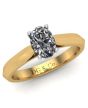 18K White and Yellow Gold Oval Cut Diamond Engagement Ring