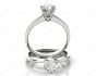 Solitaire Diamond Engagement Ring On A Upswept Reverse Taper Band 18K White Gold 