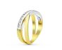 Cross Over Channel Set Round Diamond Ring In 18K White and Yellow Gold