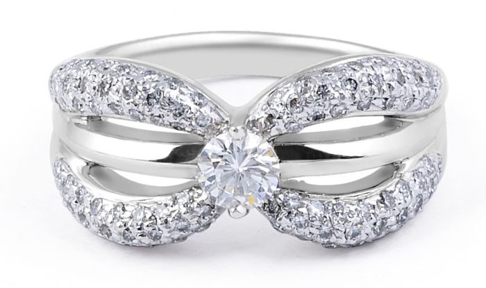 18 Karat Diamond Infinity Ring with Micro Pave Setting - Women's Engagement Ring