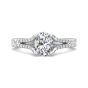 Oval Cut Split Shank Diamond Engagement Ring Four Claw Setting Centre Stone Pave Setting Side Stone In18K White Gold 