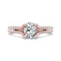 Split Band Style Setting Oval Cut Diamond Engagement Ring Pave Setting Side Stones In 18K Rose Gold 