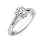 Oval Cut Split Shank Diamond Engagement Ring Four Claw Setting Centre Stone Pave Setting Side Stone In18K White Gold 