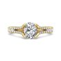 Split Band Oval Cut Four Prong Setting Diamond Engagement Ring Pave Setting Side Stones In 18K Yellow Gold