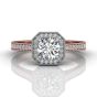 Vintage Round Cut Halo Diamond Engagement Ring With Four Claw Setting Centre Stone-18K Rose