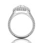 Round Cut Halo Diamond Engagement Ring Four Claw Pave Setting side stones -18K White