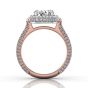 Round Cut Halo Diamond Engagement Ring Four Claw Pave Setting side stones -18K Rose