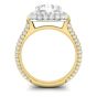 Round Cut Halo Diamond Engagement Ring Four Claw Pave Setting side stones -18K Yellow