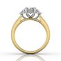 Trilogy Halo Diamond Engagement Ring Prong Channel Setting in 18k White and Yellow Gold