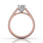 Scalloped Pavé Diamond Engagement Ring in Four Claw Setting -18K Rose