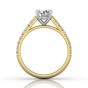 Scalloped Pavé Diamond Engagement Ring in Four Claw Setting -18K Yellow