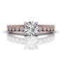 Vintage Round Cut Bezel Set Milgrain Diamond Engagement Ring-18K Rose