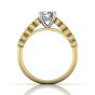 Vintage Round Cut Bezel Set Milgrain Diamond Engagement Ring-18K Yellow