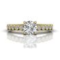 Vintage Round Cut Bezel Set Milgrain Diamond Engagement Ring-18K Yellow