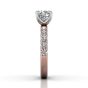 Round Cut Bright and Raised Claw Set Diamond Ring With Pave Set Side Stone -18K Rose