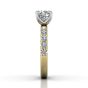 Round Cut Bright and Raised Claw Set Diamond Ring With Pave Set Side Stone -18K Yellow