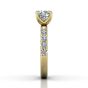 Round Cut Bright and Raised Claw Set Diamond Ring With Pave Set Side Stone -18K Yellow