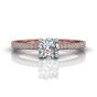 Round Cut Claw Set Diamond Ring With Pave Set Side Stone-18K Rose