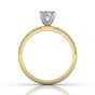 Round Cut Claw Set Diamond Ring With Pave Set Side Stone-18K Yellow