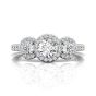 Trilogy Halo Diamond Engagement ring Pave Setting in 18k White Gold