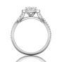 Cushion Cut Halo Diamond Engagement Ring Four Claw Setting With a Twist Band Pave Setting in Platinum