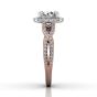 Cushion Cut Halo Diamond Engagement Ring Four Claw Setting With a Twist Band Pave Setting -18K Rose