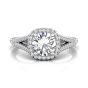 Cushion Cut Halo Diamond Engagement Ring With Four Claw Setting Centre Stone in 18k White Gold