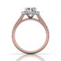 Cushion Cut Halo Diamond Engagement Ring With Four Claw Setting Centre Stone in 18k Rose Gold