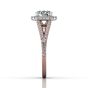 Cushion Cut Halo Diamond Engagement Ring With Four Claw Setting Centre Stone in 18k Rose Gold