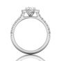 Round Cut  4 Claw Halo Diamond Engagement Ring with Pave Side Stones-18K White