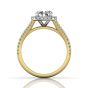 Cushion Cut Halo Diamond Engagement Ring With Four Claw Setting Centre Stone in 18k Yellow Gold