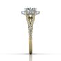 Cushion Cut Halo Diamond Engagement Ring With Four Claw Setting Centre Stone in 18k Yellow Gold