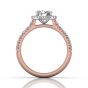 Round Cut  4 Claw Halo Diamond Engagement Ring with Pave Side Stones-18K Rose