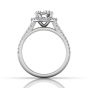 Round Cut Split Band Halo Diamond Engagement Ring With Four Claw Setting Centre Stone-Platinum