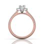 Halo Oval Cut Diamond Engagement Ring With 4 Claw Centre Stone Pave Setting Side Stone  In 18k Rose Gold