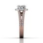 Round Cut Split Band Halo Diamond Engagement Ring With Four Claw Setting Centre Stone-18K Rose