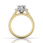 Round Cut Split Band Halo Diamond Engagement Ring With Four Claw Setting Centre Stone-18K Yellow