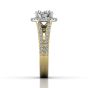 Round Cut Split Band Halo Diamond Engagement Ring With Four Claw Setting Centre Stone-18K Yellow