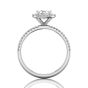  Cushion Cut Halo Diamond Engagement Ring Pave Setting Side Stones -18K White