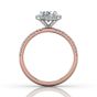  Cushion Cut Halo Diamond Engagement Ring Pave Setting Side Stones -18K Rose