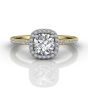  Cushion Cut Halo Diamond Engagement Ring Pave Setting Side Stones -18K Yellow