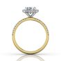  Cushion Cut Halo Diamond Engagement Ring Pave Setting Side Stones -18K Yellow