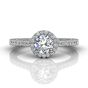 Vintage Round Cut Halo Diamond Engagement Ring With Four Claw Setting Centre Stone In 18K White Gold