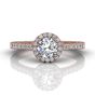 Vintage Round Cut Halo Diamond Engagement Ring With Four Claw Setting Centre Stone In 18K Rose Gold