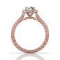 Vintage Round Cut Halo Diamond Engagement Ring With Four Claw Setting Centre Stone In 18K Rose Gold