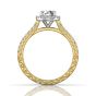 Vintage Round Cut Halo Diamond Engagement Ring With Four Claw Setting Centre Stone In 18K White And Yellow Gold