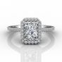 Radiant Cut Diamond Halo Engagement Ring with Pave Side Stones Setting -Platinum